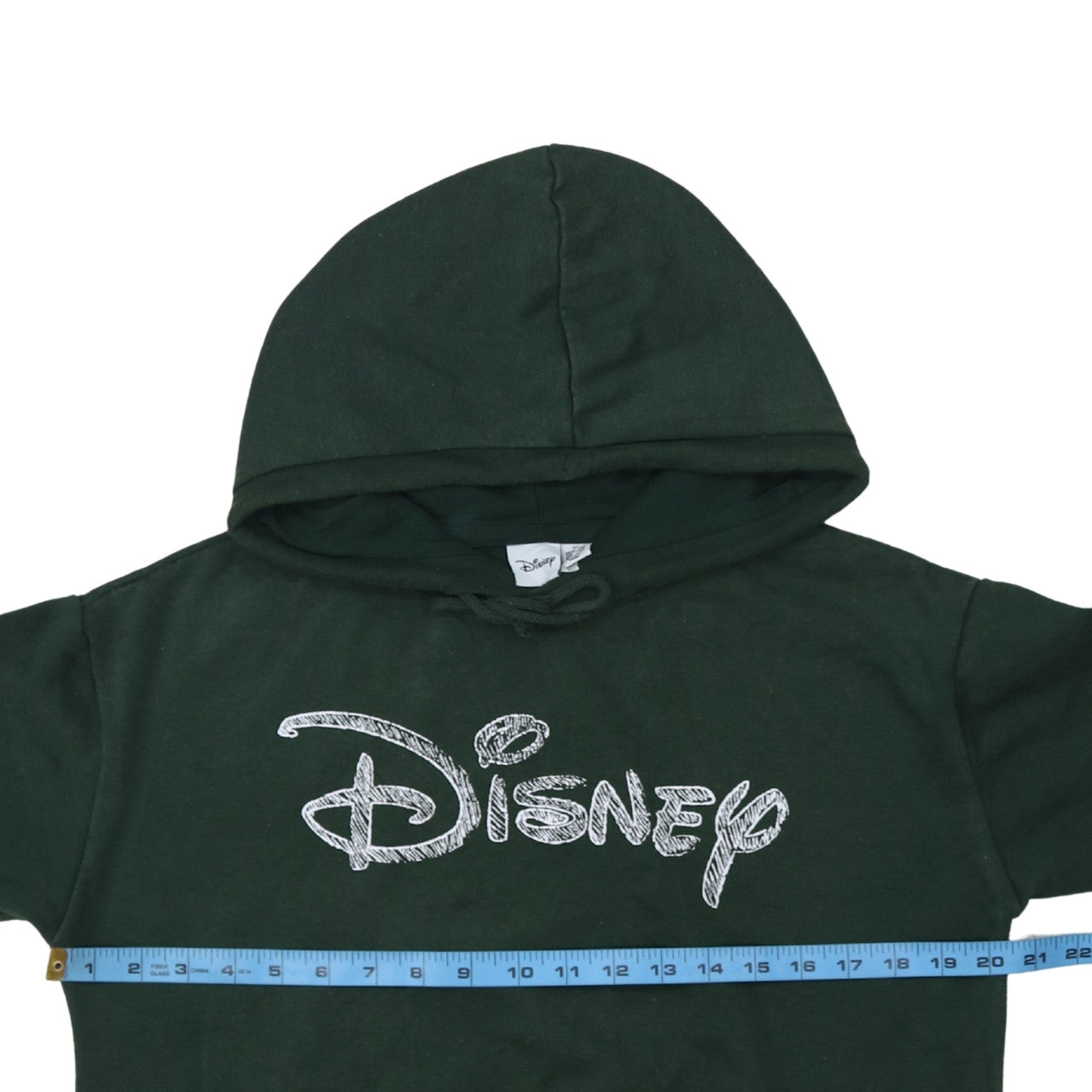 Disney Womens Dark Green Pullover Hoodie XS Relaxed Fit Cotton Blend
