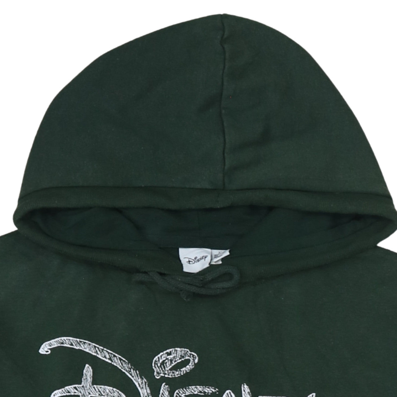 Disney Womens Dark Green Pullover Hoodie XS Relaxed Fit Cotton Blend