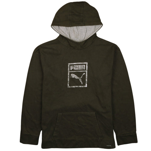 Puma Womens Green XL Pullover Hoodie with Silver Logo
