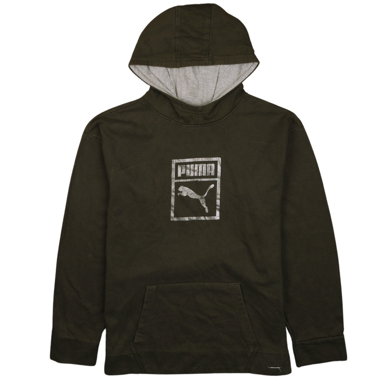 Puma Womens Green XL Pullover Hoodie with Silver Logo