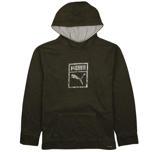 Puma Womens Green XL Pullover Hoodie with Silver Logo