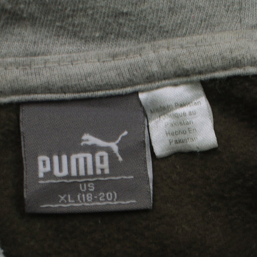 Puma Womens Green XL Pullover Hoodie with Silver Logo