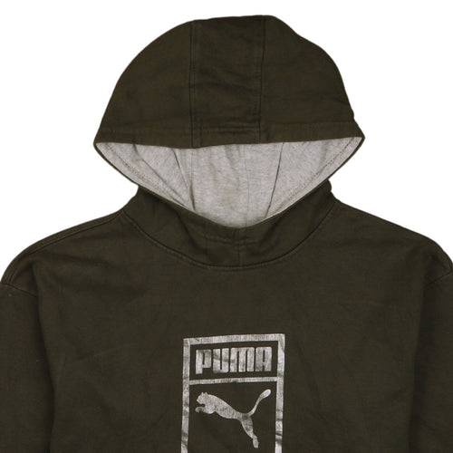 Puma Womens Green XL Pullover Hoodie with Silver Logo