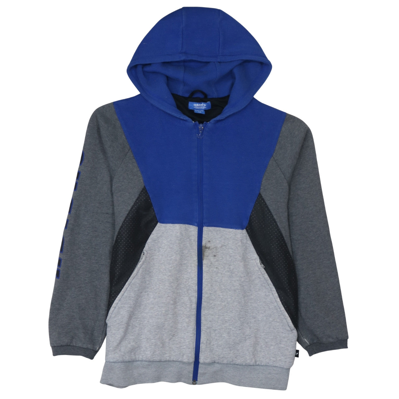 Adidas Mens Blue Grey Full Zip Hoodie Size M Sportswear