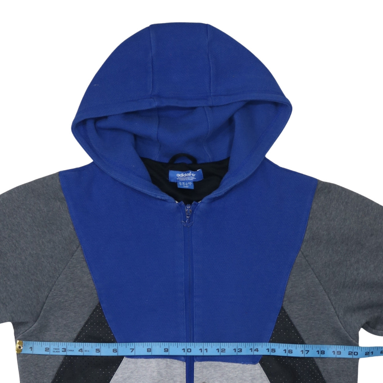Adidas Mens Blue Grey Full Zip Hoodie Size M Sportswear
