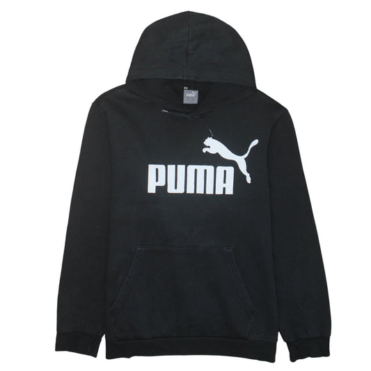 Puma Men's Black XL Pullover Hoodie with Logo Print
