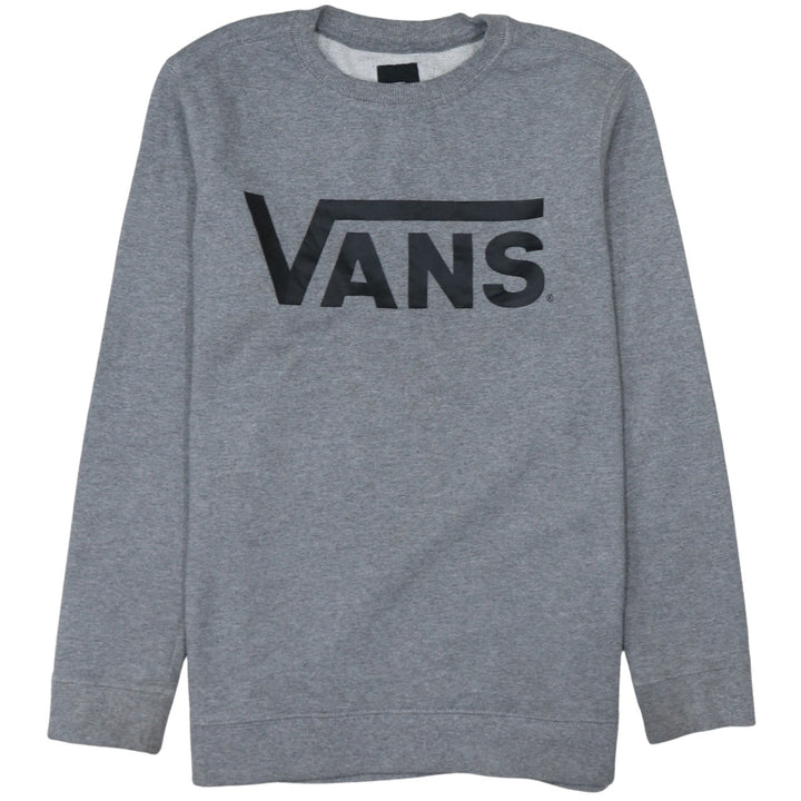 Vans Men Grey Large Logo Crew Neck Pullover Sweatshirt