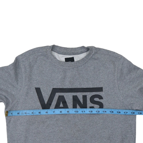Vans Men Grey Large Logo Crew Neck Pullover Sweatshirt