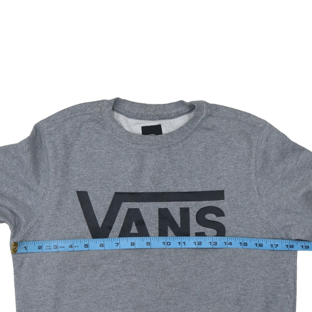 Vans Men Grey Large Logo Crew Neck Pullover Sweatshirt