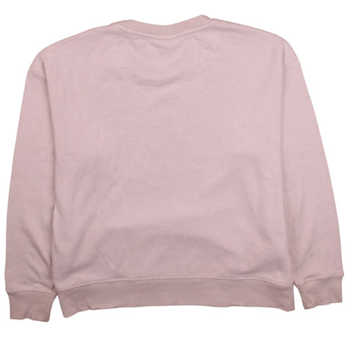 Reebok Women Beige Logo Crew Neck Pullover Sweatshirt Size L
