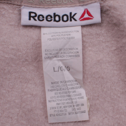 Reebok Women Beige Logo Crew Neck Pullover Sweatshirt Size L