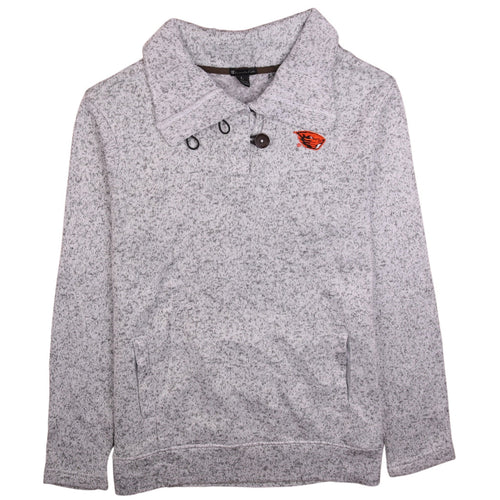 Champion Mens Grey Henley Sweatshirt L Collared Knit
