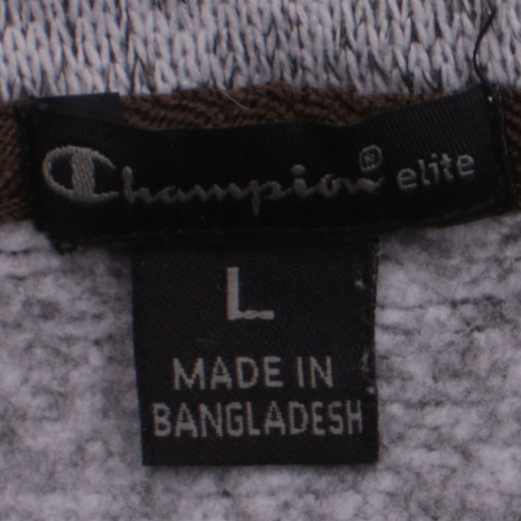 Champion Mens Grey Henley Sweatshirt L Collared Knit