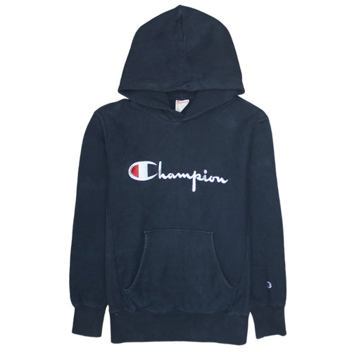 Champion Men's Black Reverse Weave Pullover Hoodie Size L Embroidered Logo