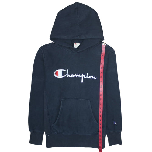 Champion Men's Black Reverse Weave Pullover Hoodie Size L Embroidered Logo