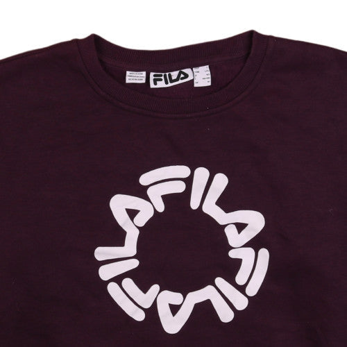 FILA Womens Burgundy & Mustard Logo Pullover Sweatshirt UK 14