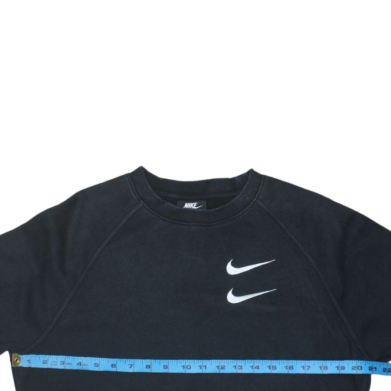 Nike Men's Black Small Pullover Sweatshirt Double Swoosh Logo Crew Neck