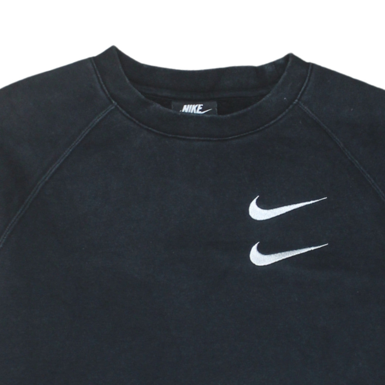 Nike Men's Black Small Pullover Sweatshirt Double Swoosh Logo Crew Neck