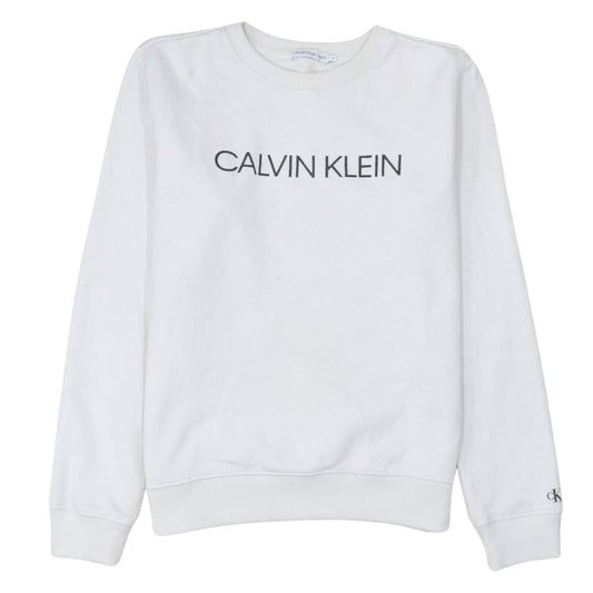 Calvin Klein Jeans Women's White Logo Sweatshirt Size 14