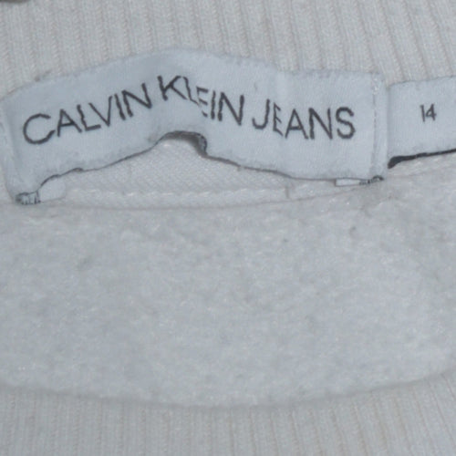 Calvin Klein Jeans Women's White Logo Sweatshirt Size 14