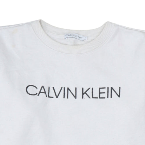 Calvin Klein Jeans Women's White Logo Sweatshirt Size 14