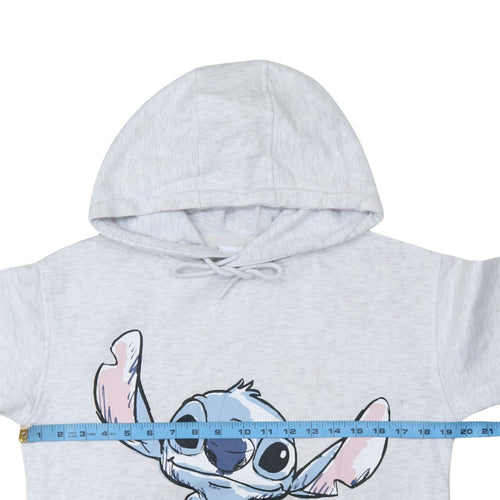 Disney Women's Grey Stitch Hoodie XS Pullover Hooded Sweatshirt