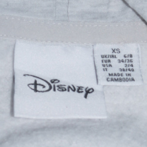 Disney Women's Grey Stitch Hoodie XS Pullover Hooded Sweatshirt