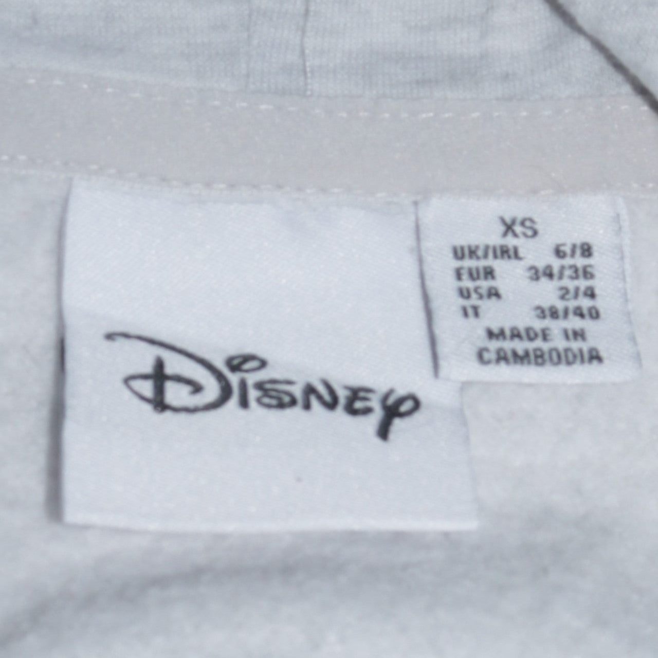 Disney Women's Grey Stitch Hoodie XS Pullover Hooded Sweatshirt
