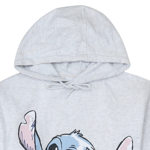 Disney Women's Grey Stitch Hoodie XS Pullover Hooded Sweatshirt