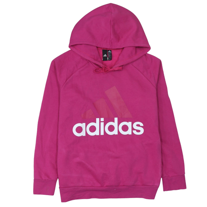 Adidas Women’s Pink Pullover Hoodie Size L 16-18 Logo Cotton Blend
