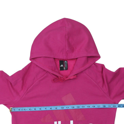 Adidas Women’s Pink Pullover Hoodie Size L 16-18 Logo Cotton Blend