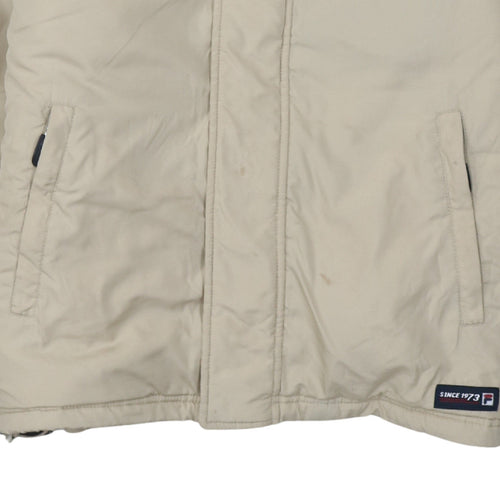FILA Men Beige Hooded Puffer Jacket Size M Water Resistant Winter Coat
