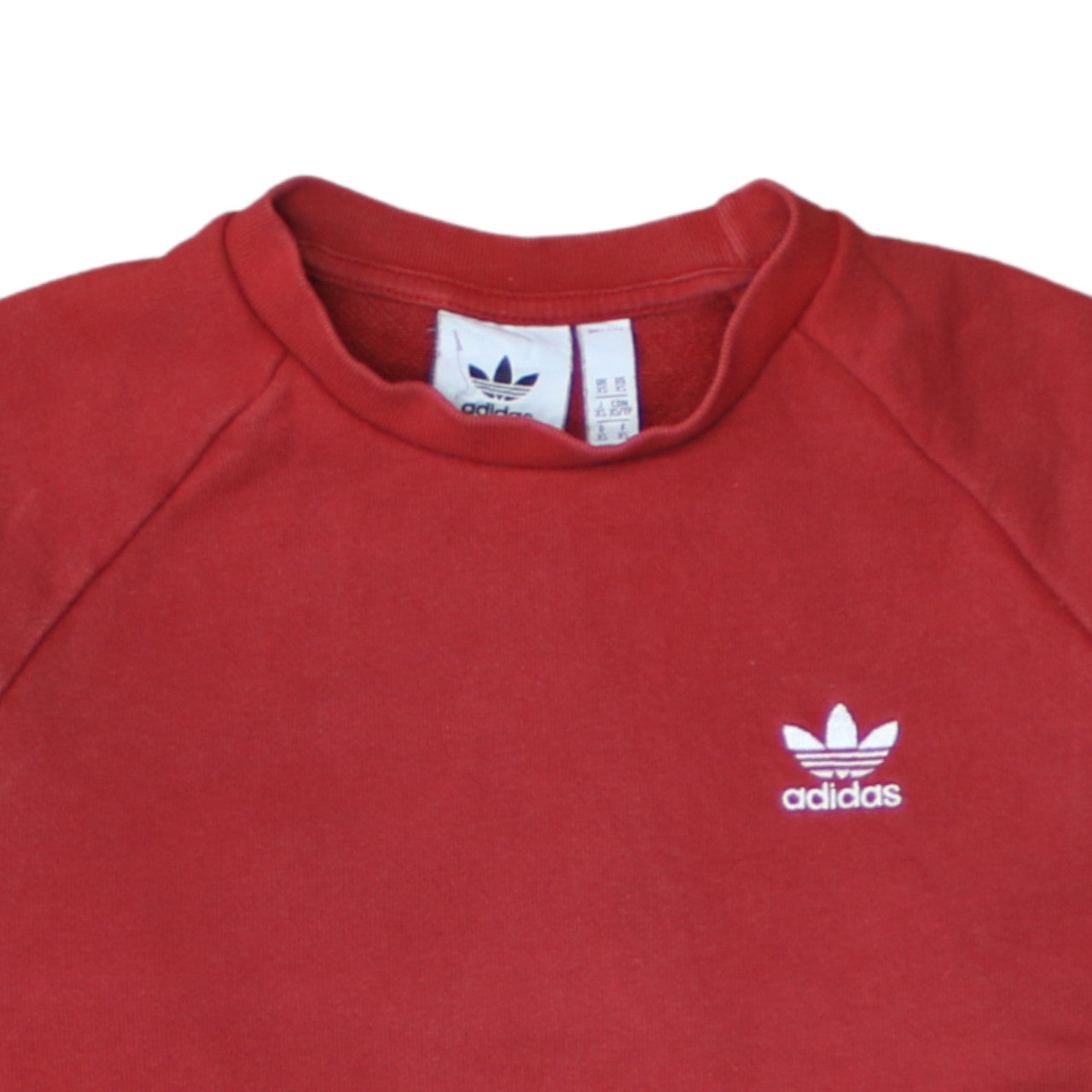 Adidas Mens Red Crew Neck Long Sleeve Pullover Sweatshirt L
