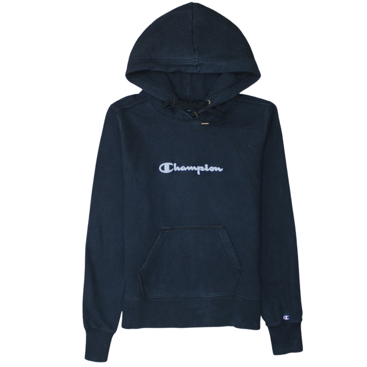 Champion Women's Navy Pullover Hoodie M Embroidered Logo Cotton Blend