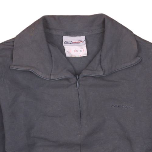 Reebok Womens Grey 1/2 Zip Sweatshirt Size 14 L Cotton Blend