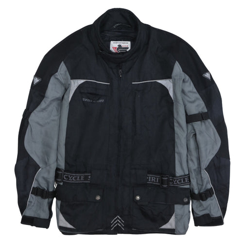 Cycle Spirit Men's Black Grey Motorcycle Jacket Size L Waterproof Biker Style