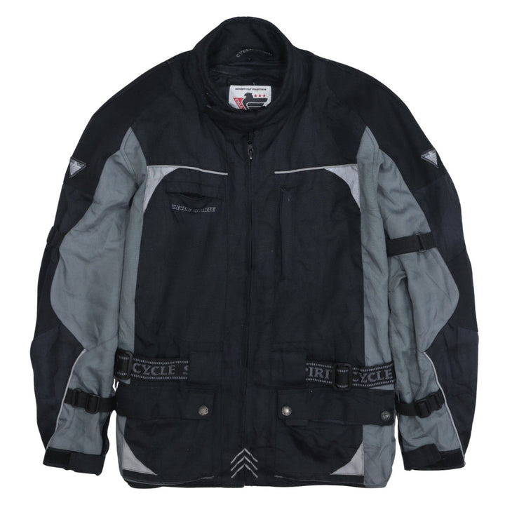 Cycle Spirit Men's Black Grey Motorcycle Jacket Size L Waterproof Biker Style