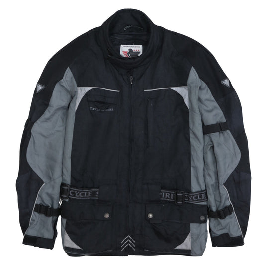 Cycle Spirit Men's Black Grey Motorcycle Jacket Size L Waterproof Biker Style