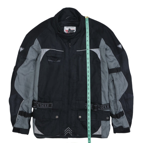 Cycle Spirit Men's Black Grey Motorcycle Jacket Size L Waterproof Biker Style
