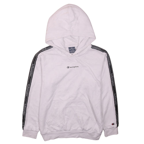 Champion Girls White Pullover Hoodie 11-12 Years Logo Trim Fleece Top