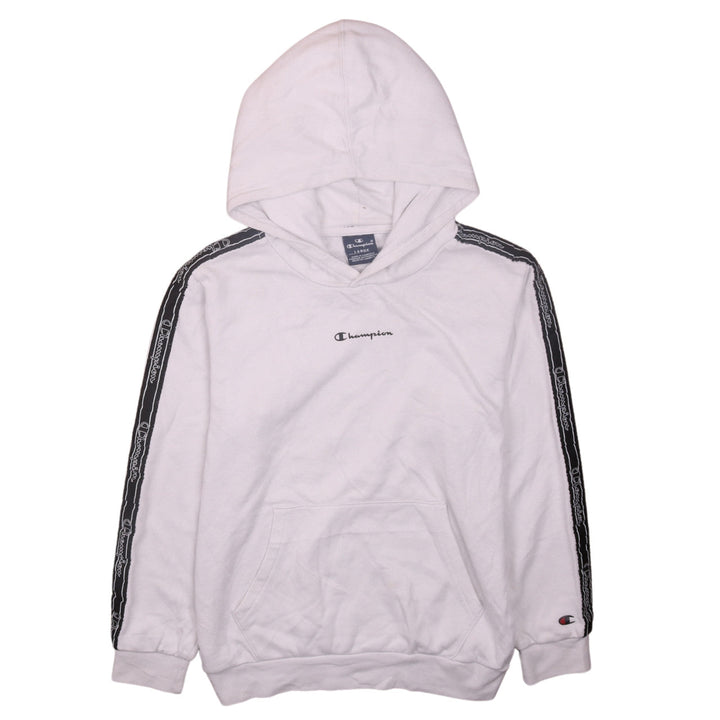 Champion Girls White Pullover Hoodie 11-12 Years Logo Trim Fleece Top