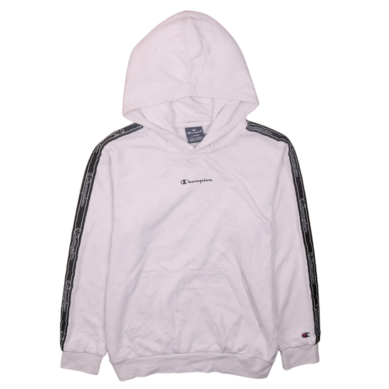 Champion Girls White Pullover Hoodie 11-12 Years Logo Trim Fleece Top