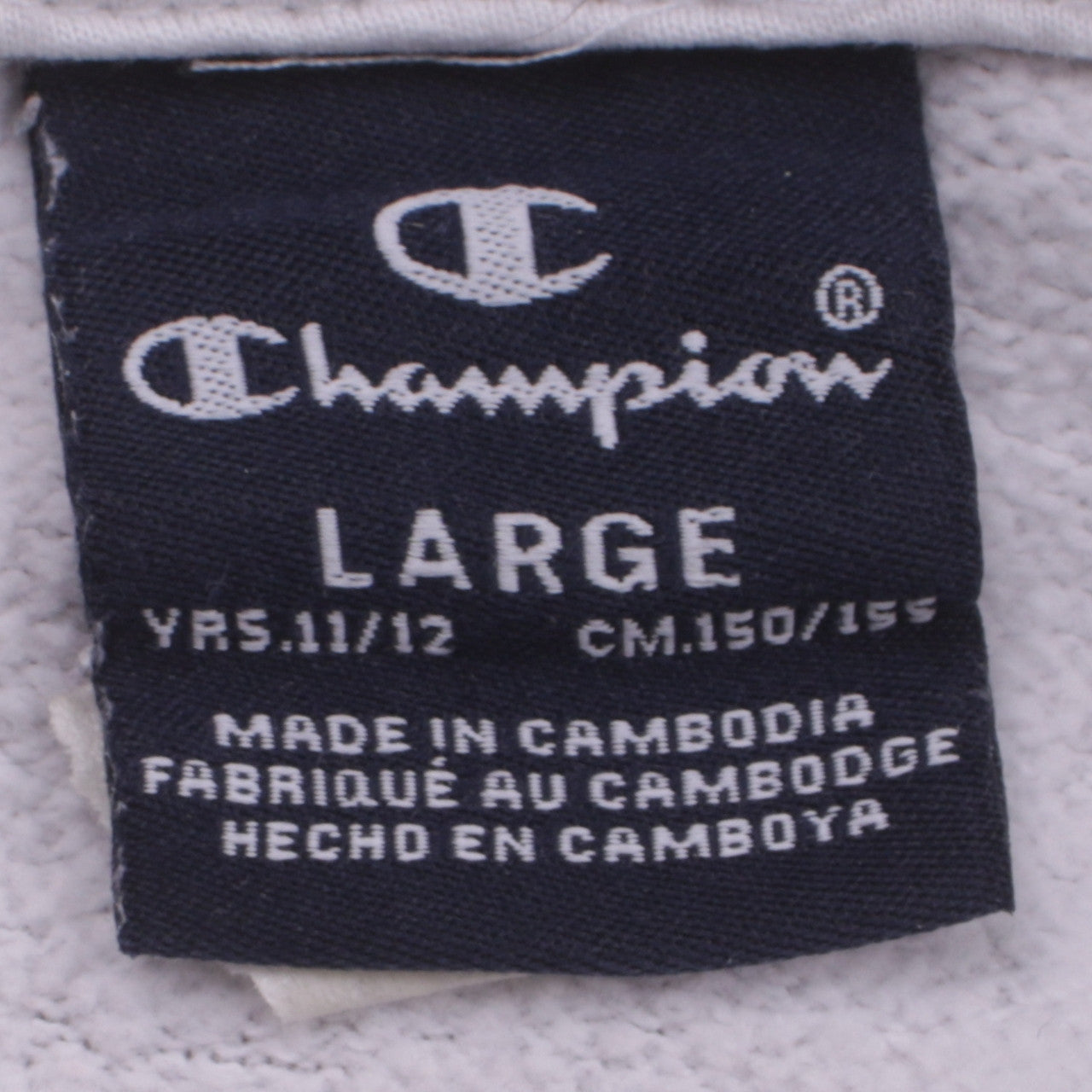 Champion Girls White Pullover Hoodie 11-12 Years Logo Trim Fleece Top