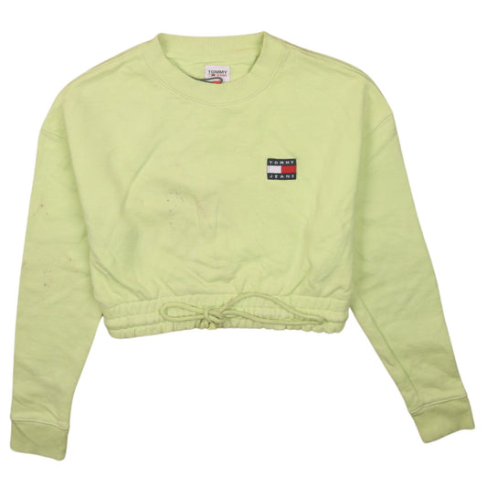 Tommy Jeans Womens Green Cropped Sweatshirt Size M Logo Drawstring Cotton