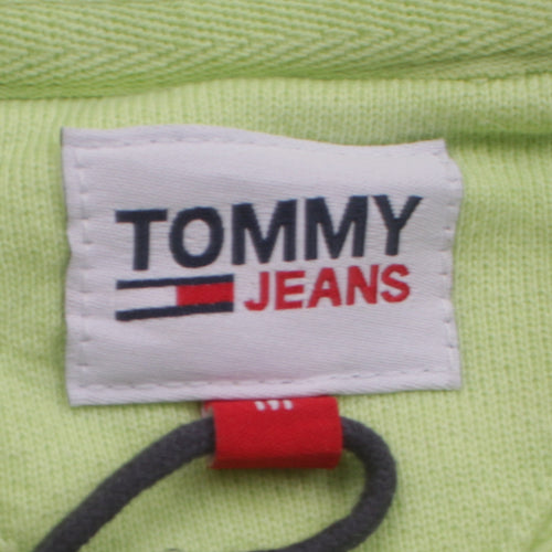 Tommy Jeans Womens Green Cropped Sweatshirt Size M Logo Drawstring Cotton