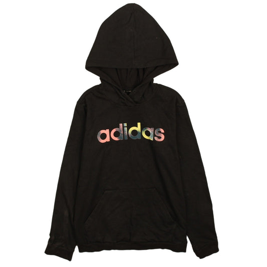 Adidas Women's Black Pullover Hoodie Size M Rainbow Logo Climalite