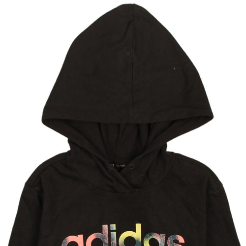 Adidas Women's Black Pullover Hoodie Size M Rainbow Logo Climalite