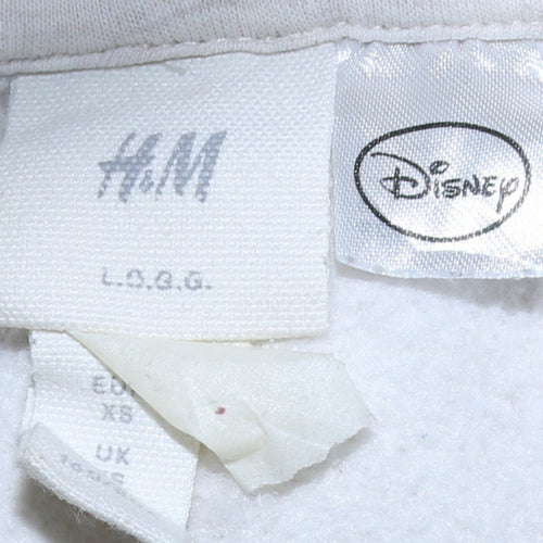 H&M Disney Women Beige Mickey Hoodie XS Pullover Hooded Sweatshirt