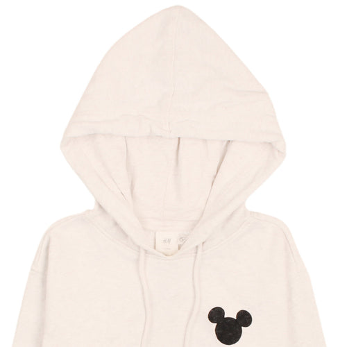 H&M Disney Women Beige Mickey Hoodie XS Pullover Hooded Sweatshirt