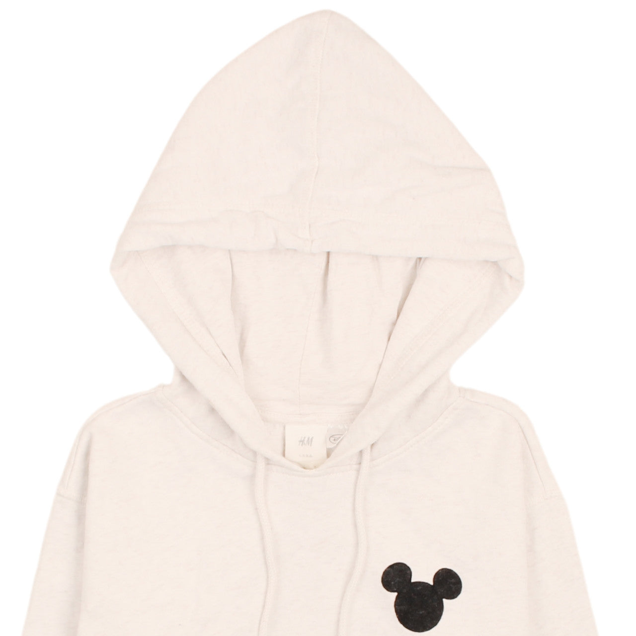 H&M Disney Women Beige Mickey Hoodie XS Pullover Hooded Sweatshirt